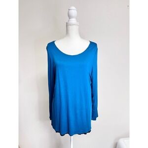 Marla Wynne Women's Blue Long Sleeve Scoop Neck Tunic Size XL